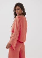 BLUSA COM BORDADO THAINA LARANJA NEON - Imagem 2