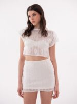 CONJUNTO TOP E SAIA OFF WHITE