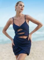 VESTIDO CURTO DRAPEADO MARINHO