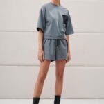 CONJUNTO TSHIRT E SHORT MOLETON NYLON CINZA/PRETO