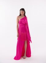 VESTIDO LONGUETE UM OMBRO SO PINK