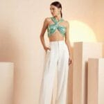 TOP TORCIDO LAME VERDE AGUA