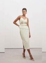 VESTIDO MIDI RENDA BASQUE VERDE CLARO