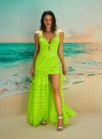 VESTIDO LONGO TRESPASSE CHIFFON DEVOR VERDE NEON - Imagem 2