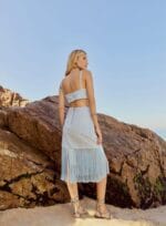 VESTIDO CURTO BARRA FRANJAS AZUL EGEU - Imagem 2