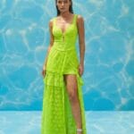 VESTIDO LONGO TRESPASSE CHIFFON DEVOR VERDE NEON