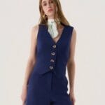 CONJUNTO COLETE SHORT CORDON NATURAL MARINHO