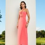 VESTIDO CUT OUT LARANJA LIVING CORAL