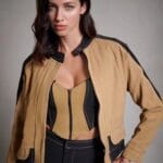 JAQUETA BICOLOR CAQUI/PRETO