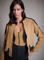 JAQUETA BICOLOR CAQUI/PRETO