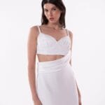 VESTIDO CURTO FRANZIDO OFF WHITE