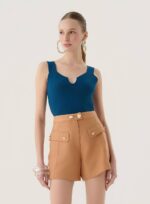 SHORT MIX BOTOES CAMEL