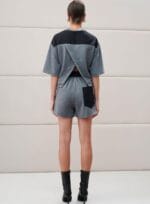 CONJUNTO TSHIRT E SHORT MOLETON NYLON CINZA/PRETO - Imagem 2