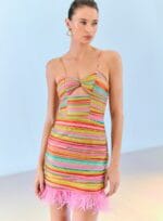 VESTIDO MINI DRAPEADO LISTRAS