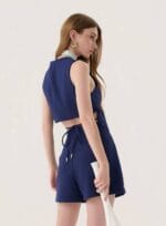 CONJUNTO COLETE SHORT CORDON NATURAL MARINHO - Imagem 2