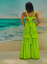 VESTIDO LONGO TRESPASSE CHIFFON DEVOR VERDE NEON - Imagem 3