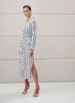 VESTIDO MIDI LISTRADO LISTRAS BLACK