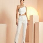 CALCA ALFAIATARIA BOLSO CHAPADO OFF WHITE