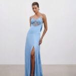VESTIDO SLIP DECOTE RENDA AZUL