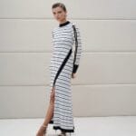 VESTIDO LISTRADO TRANCA PRETO/OFF