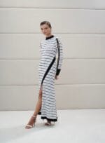 VESTIDO LISTRADO TRANCA PRETO/OFF