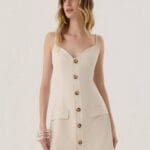 VESTIDO CURTO BOTOES ESSENZA AREIA