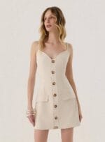 VESTIDO CURTO BOTOES ESSENZA AREIA