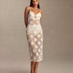 VESTIDO MIDI RENDA COM BANDAGEM OFF WHITE