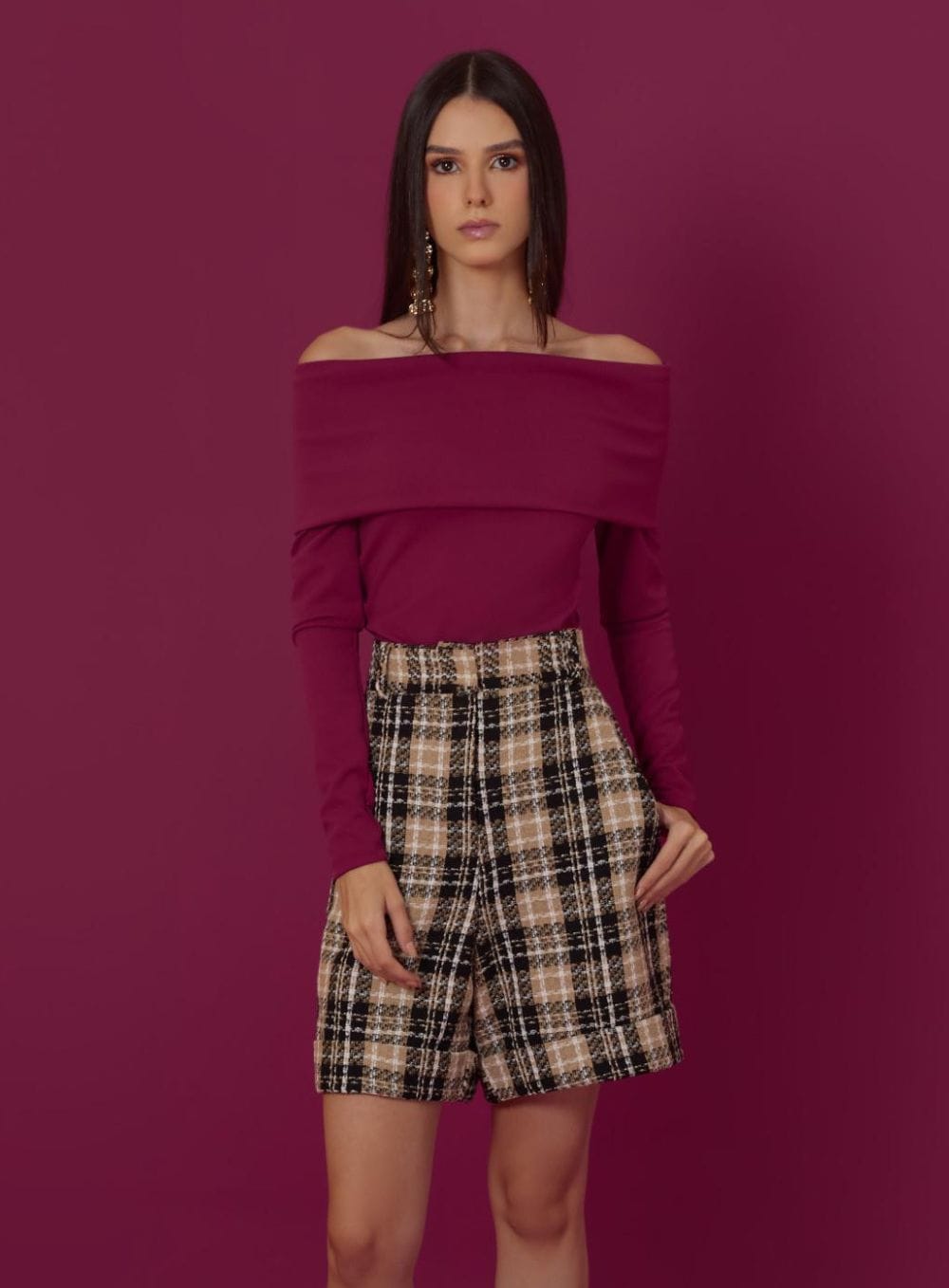 fca46c361e8c8ad3cc849ef6a444b150.jpg BERMUDA LIVIA XADREZ TARTAN - Imagem 1