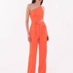 CALCA ALFAIATARIA BOLSO CHAPADO LARANJA