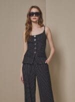 CONJUNTO BLUSA CALCA ALFAIATARIA RISCA PRETO - Imagem 2