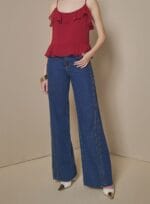 CALCA WIDE LEG PESPONTOS JEANS - Imagem 3