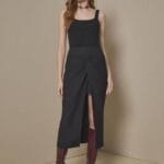 SAIA MIDI COM DRAPEADO COLOR COLLECTION PRETO