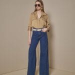 CALCA WIDE LEG PESPONTOS JEANS
