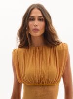 CONJUNTO BLUSA/BODY/SAIA PAOLLA AMARELO SENAPE