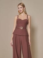 CONJUNTO CORSET CALCA WIDE ALFAIATARIA ELOS CHOCO - Imagem 2