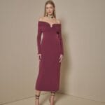 VESTIDO MIDI DECOTE MALHA GLOSS BORDO