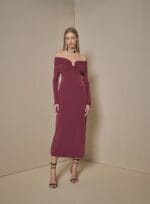 VESTIDO MIDI DECOTE MALHA GLOSS BORDO