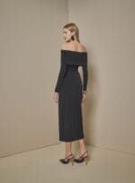 VESTIDO MIDI DECOTE MALHA GLOSS PRETO - Imagem 3