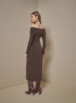 VESTIDO MIDI DECOTE MALHA GLOSS CHOCO - Imagem 3