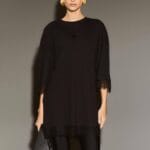 BLUSA LONGA CANELADA RENDA BARRA