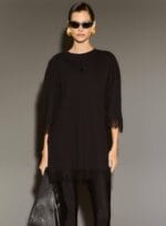 BLUSA LONGA CANELADA RENDA BARRA