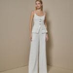 CONJUNTO BLUSA CALCA ALFAIATARIA RISCA OFF WHITE