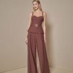 CONJUNTO CORSET CALCA WIDE ALFAIATARIA ELOS CHOCO