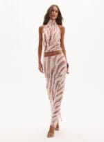 CONJUNTO BLUSA E SAIA JULIANA  MARROM/BEGE