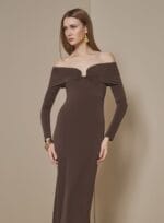 VESTIDO MIDI DECOTE MALHA GLOSS CHOCO - Imagem 2