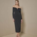 VESTIDO MIDI DECOTE MALHA GLOSS PRETO