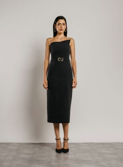 VESTIDO MIDI DENY PRETO