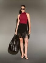 SAIA CURTA ALFAIATARIA COM FRANJA