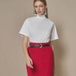 T-SHIRT BASIC GOLA ALTA RIBANA OFF WHITE